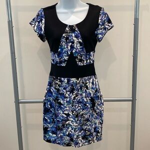 Sale! NWT Parker XS black, blue, purple, gray, beige floral design dress